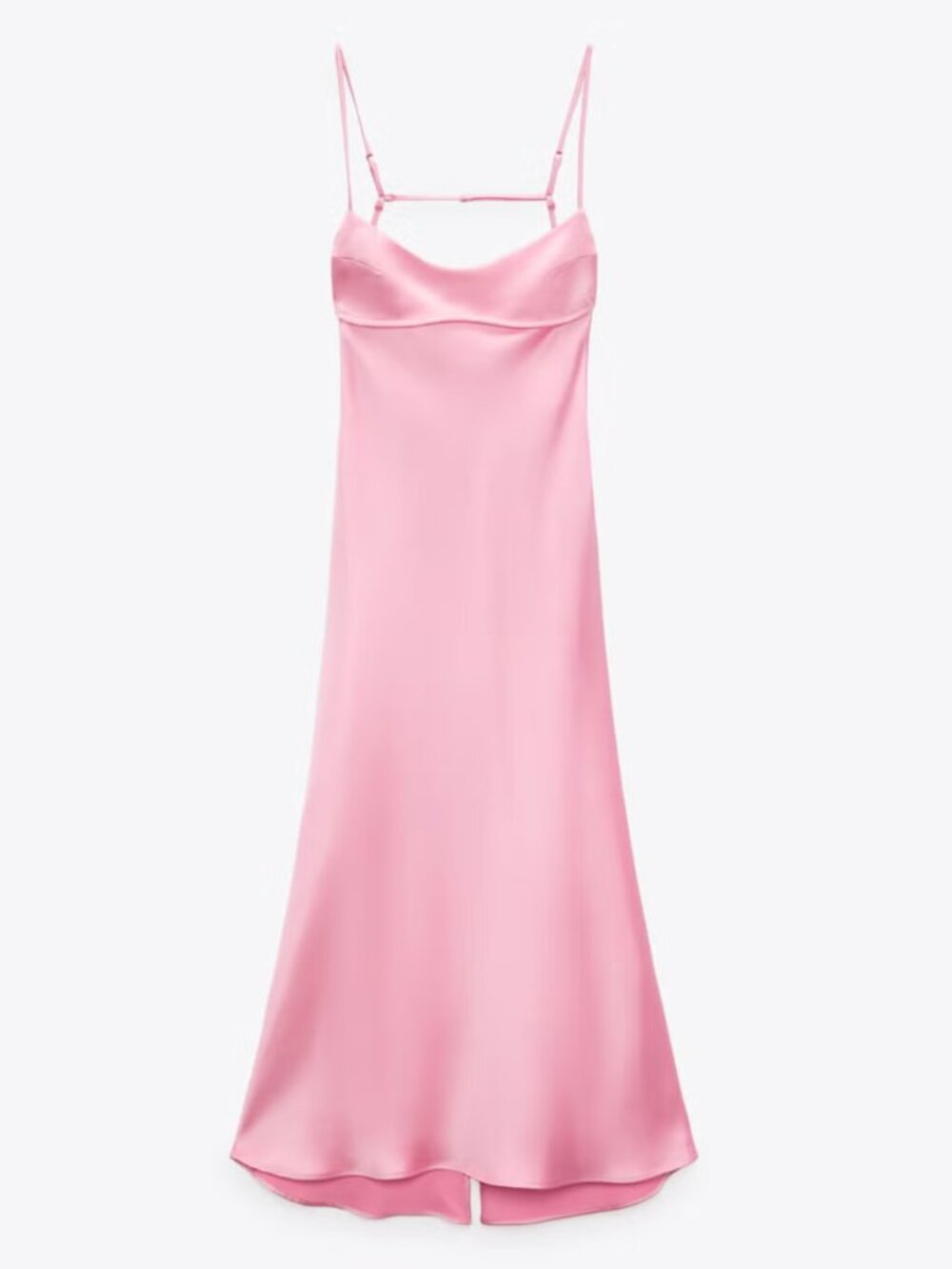 NWT Zara Satin Effect Cutout Dress Bubblegum Pink
